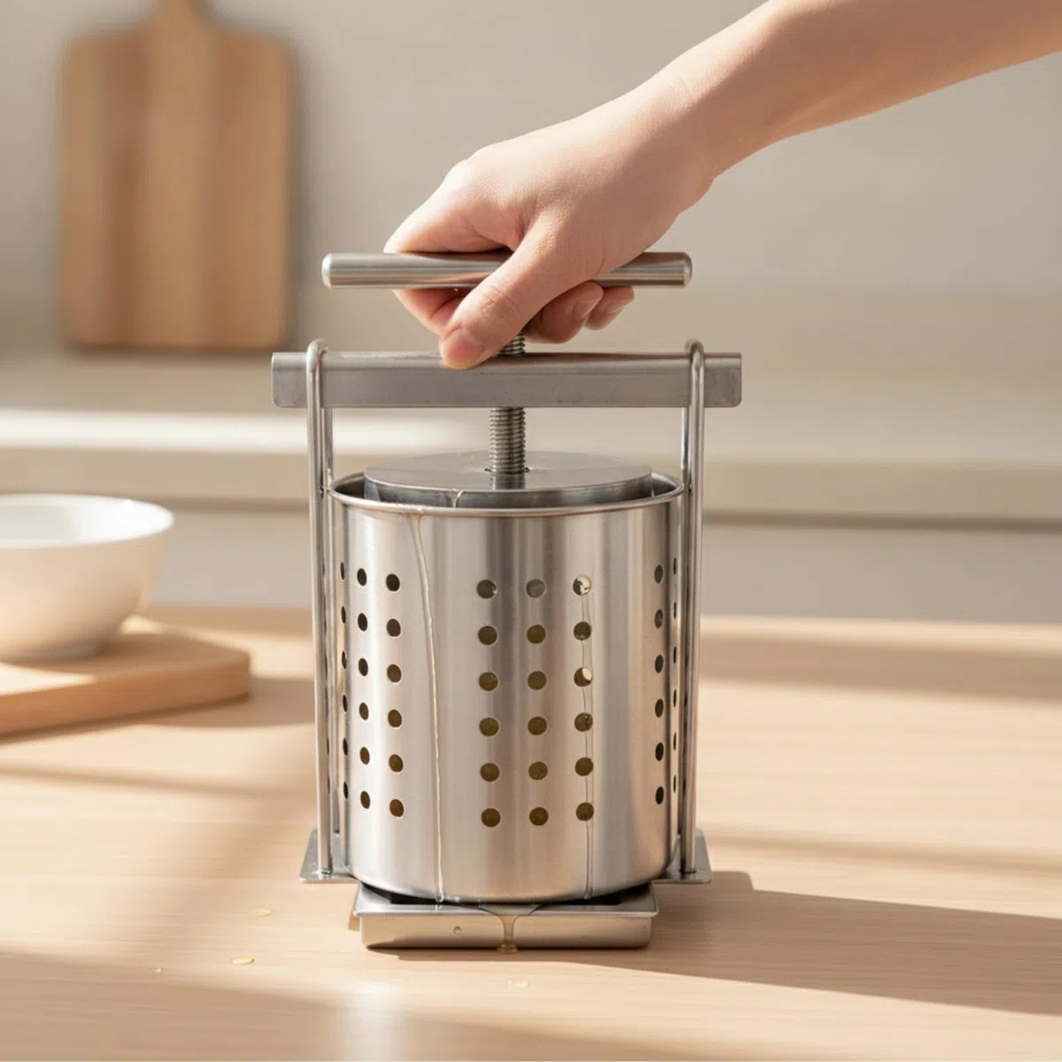 Exprimidor Verduras Manual Exprimidor Frutas Compacto para Cocineros, 1.5L