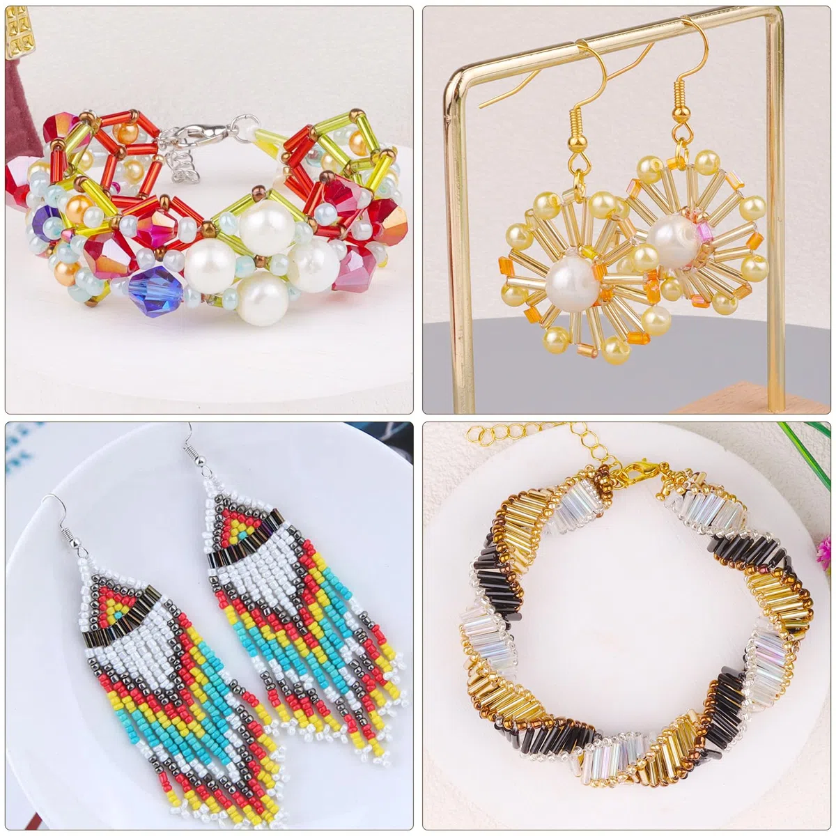 4000 cuentas de corneta, cuentas de tubo para hacer joyas, pequeñas cuentas largas para bordar, manualidades, pulseras, collares, suministros, 7 x 2 mm