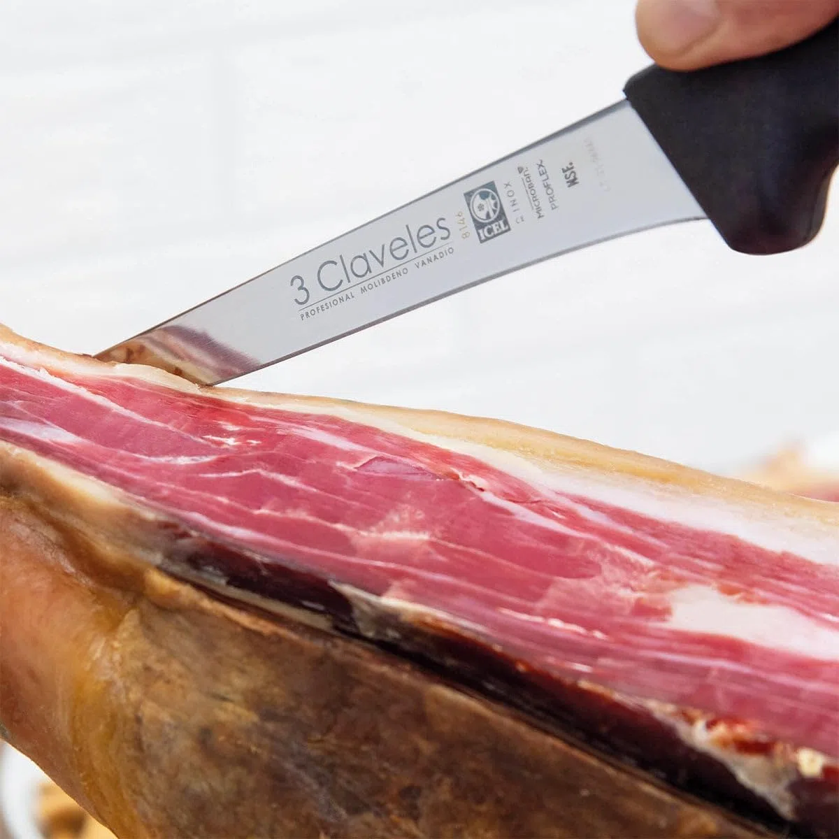 PracticFood Juego de Cuchillos Profesionales Selección Super Chef, Jamonero Alveolado 29 cm y Accesorios (ESSENTIAL1)
