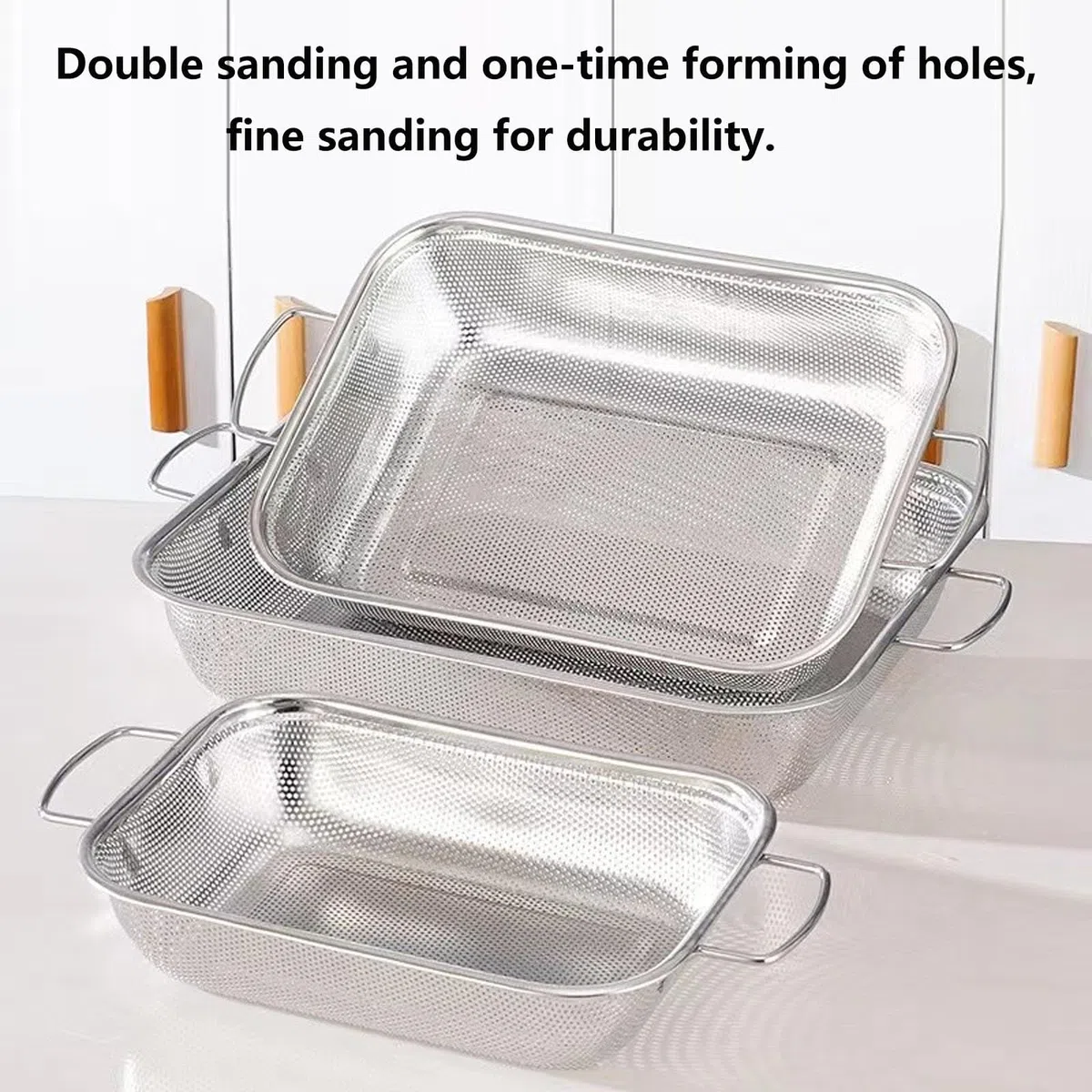 Escurridor de fregadero, cesta de cocina extensible con cestas coladoras de acero inoxidable para lavar frutas y verduras, secar platos y almacenamiento