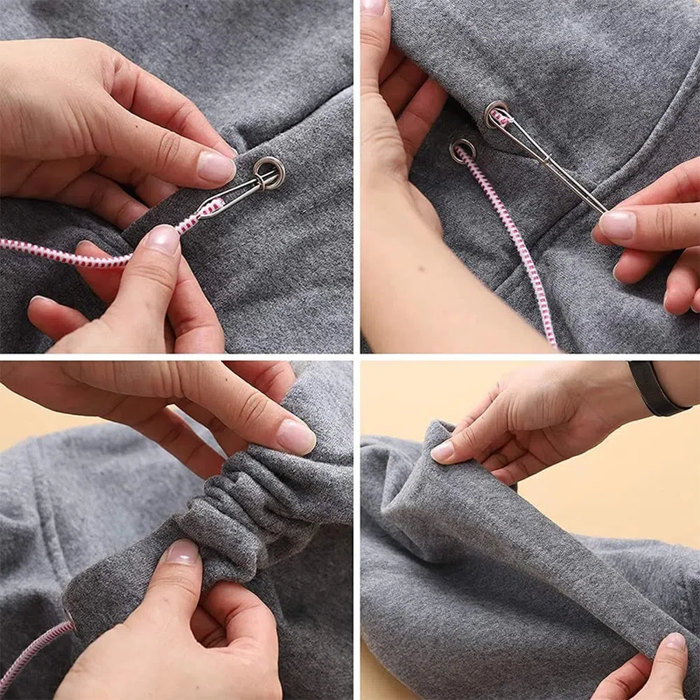 8 piezas de enhebrador de cordón, herramientas de repuesto de cordón, kit de bucle de costura, herramienta de repuesto para cinturones de tela, tiras, accesorios de tejer