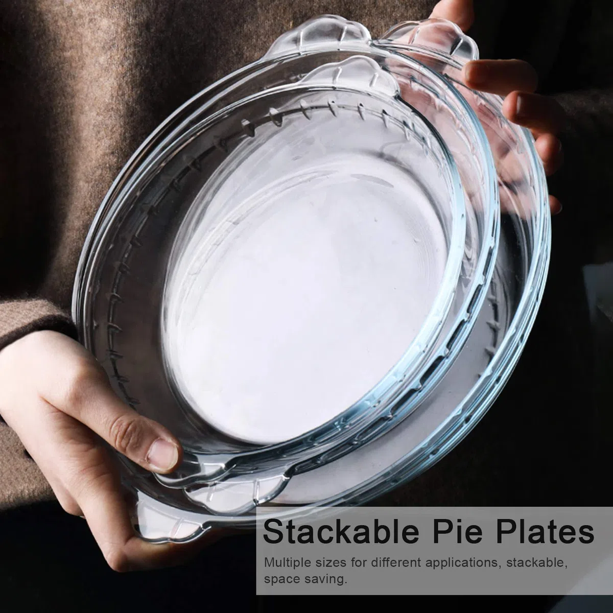 NUTRIUPS Plato Eedondo de Vidrio para Hornear con Asa, Plato para Servir Pasteles, Alta Resistencia al Calor, Moldes para Hornear de Vidrio para Pasteles, Tartas, Flan (22x18,52x4,5 cm)