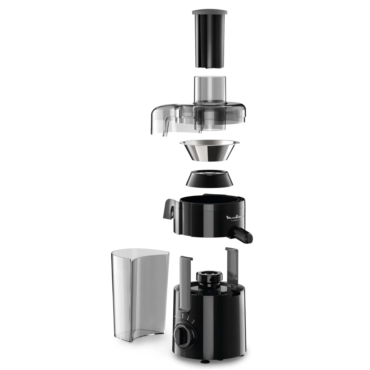 Moulinex Frutelia JU370810 - Licuadora 350 W, gran diámetro de apertura, diseño compacto, 2 velocidades, filtro de acero inoxidable, depósito de 950 ml, piezas extraíbles aptas para lavavajillas