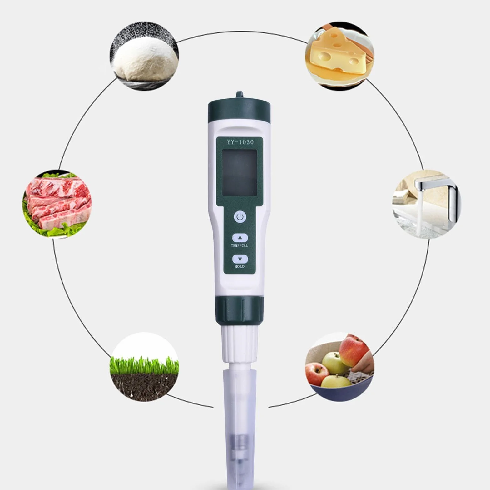 XIAOXIAOYU medidor de pH para Alimentos, probador de pH de Alimentos | medidor de pH con sonda de pH de Alta precisión,Monitor de pH portátil para Agua, Acuario, levadura, conservado, muestras