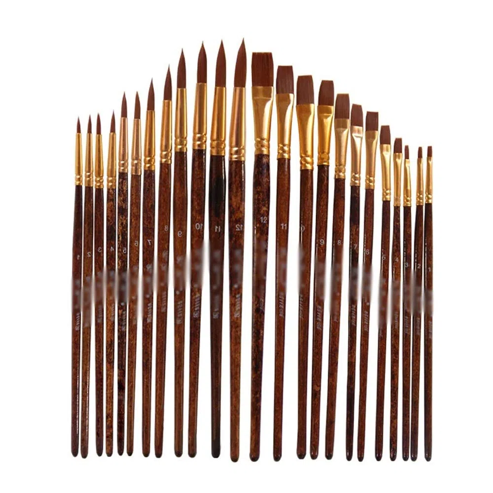 Juego de 12 Pinceles de Acuarela para Pintar Modelos de Pelo de Nailon por número, Suministros para Manualidades y Arte, Pinceles para Artistas(D)