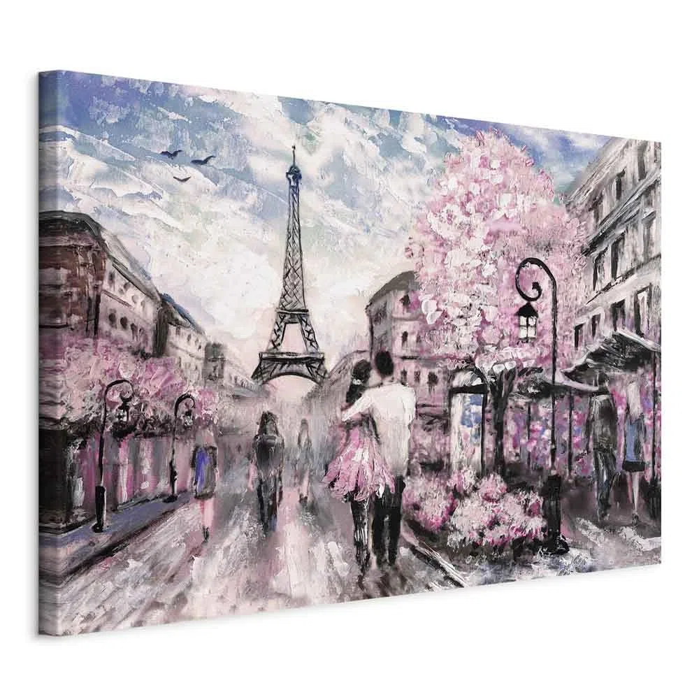 Cuadros B&D XXL - Cuadro en Lienzo 120x80 cm - Paris 1 pieza - Impresión en material tejido no tejido cuadros decoracion salon modernos lienzos - Torre Eiffel Paisaje Rosa d-B-0147-b-a