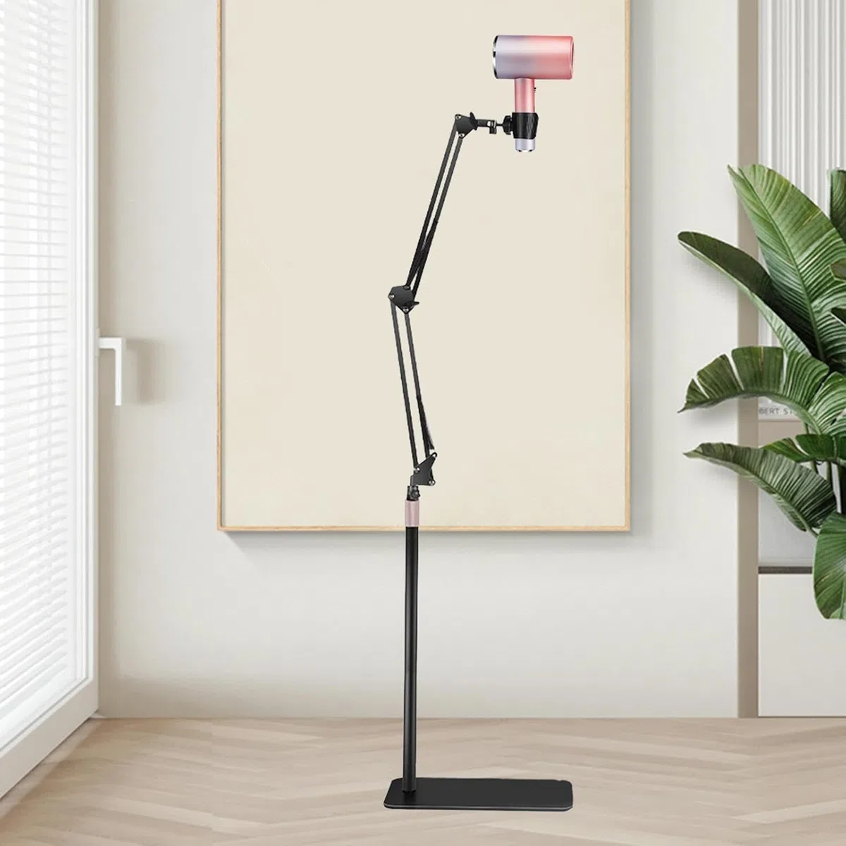Soporte para secador de pelo con base pesada, soporte multifuncional de altura y ángulo ajustable para secador de pelo con una base pesada para el hogar y el cuidado de mascotas