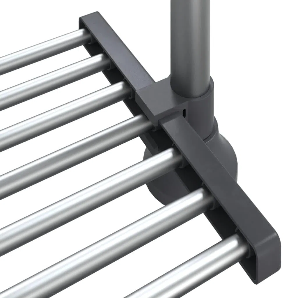 Estantería de cocina de aluminio plateada, 50 x 25 x 50 – 70 cm, altura regulable, con 2 estantes, para cocina y salón como organizador y recipiente de almacenamiento para alimentos y juguetes