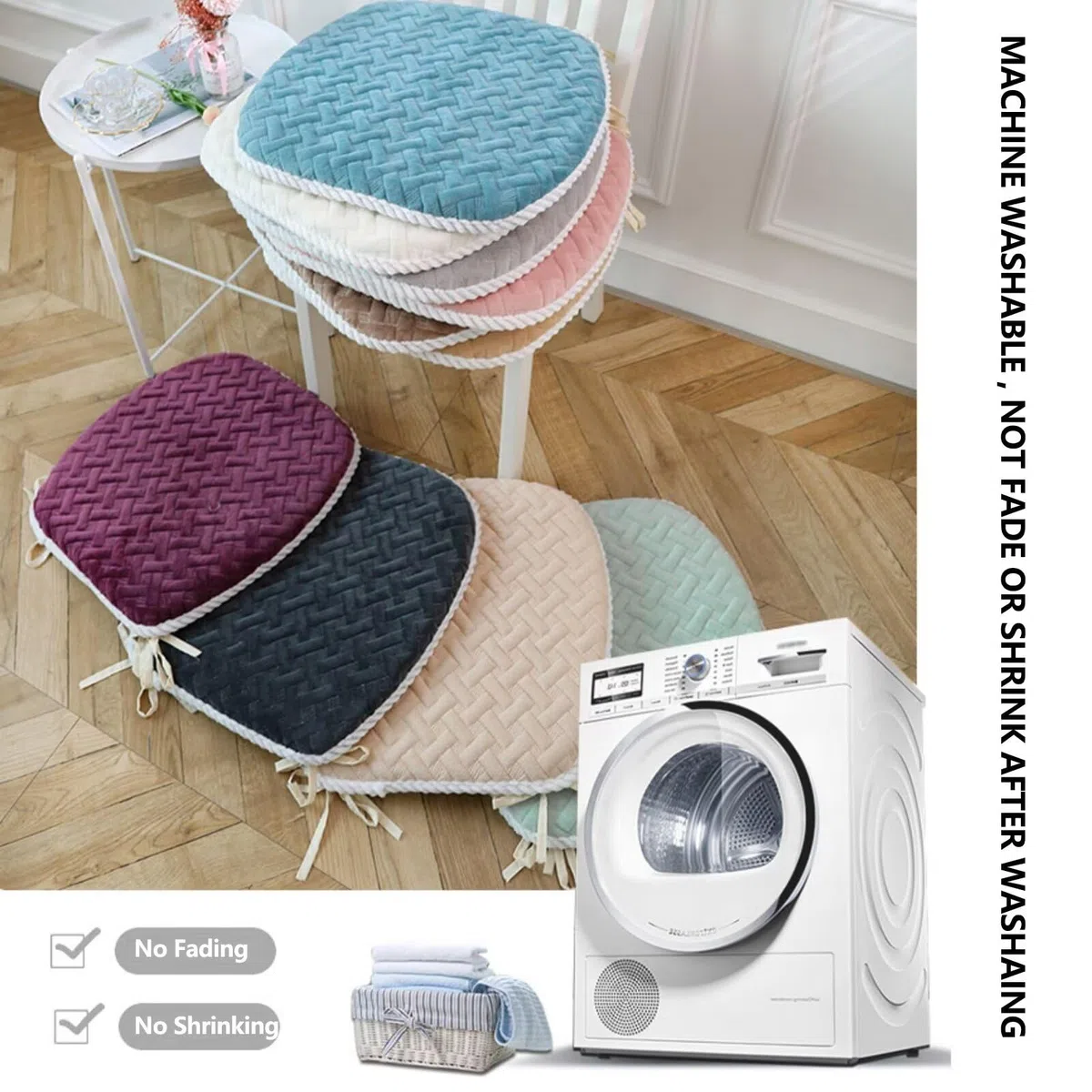 Juego de 6 cojines trapezoidales para sillas de cocina, fundas extraíbles de terciopelo con cierre de cremallera, cojines de asiento antracita cálida para sillas de comedor