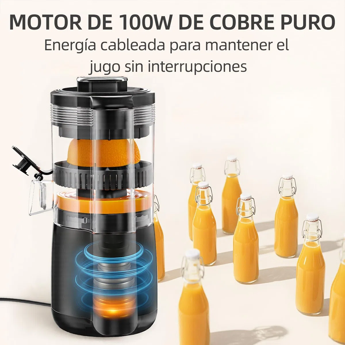 Keerain Exprimidor de Naranjas Eléctrico, Exprimidor Automático 100W, para Naranjas, Limas y Limones