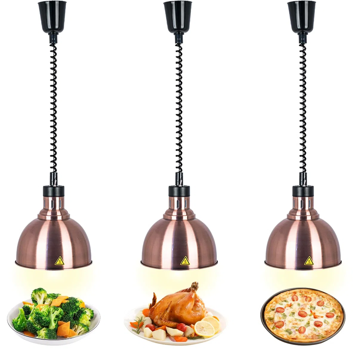 Lámpara de Calor de Alimentos, Lámparas de Calentamiento de Alimentos Comerciales 250W, Calentador de Alimentos Lámpara para Catering Buffet Extensible(B-25cm, 3 Piezas)