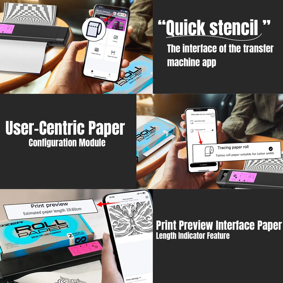 OZER Rollo de papel de transferencia de tatuajes, 3 m de largo, papel de transferencia para tatuajes para artistas del tatuaje