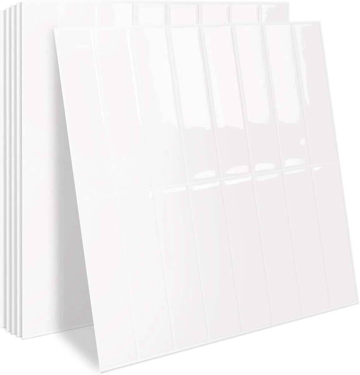 MORCART 20 pegatinas 3D para azulejos adhesivos de cocina pegatinas de ladrillo para baño pegatinas para azulejos de pared chimenea extraíbles impermeables blanco puro MT1988