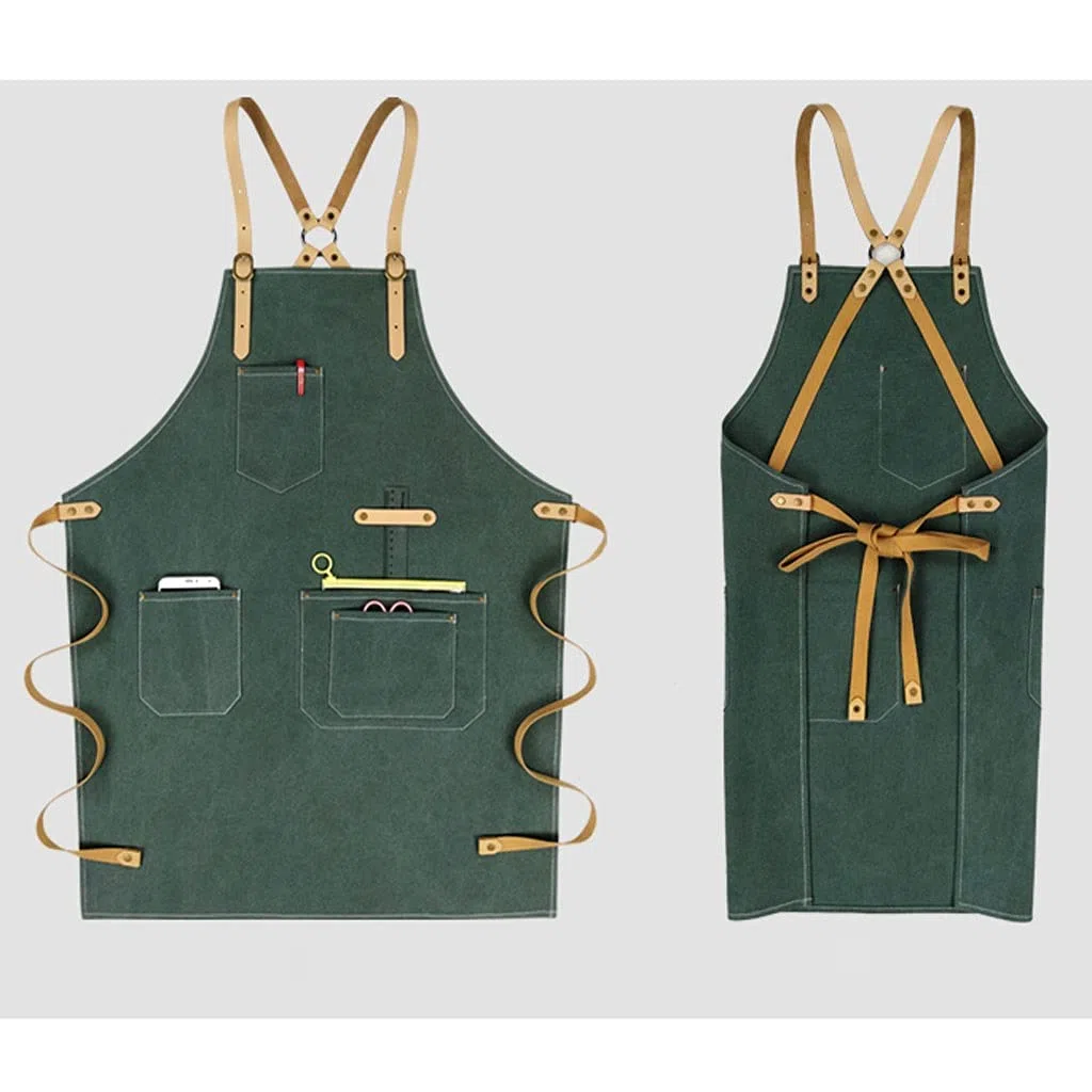 Delantales Chef Delantal, Herramienta de algodón Delantales con Bolsillos, Planta de Trabajo Herramienta Durable Delantales Delantales Camarero Barmer Barista Regalo Sorpresa