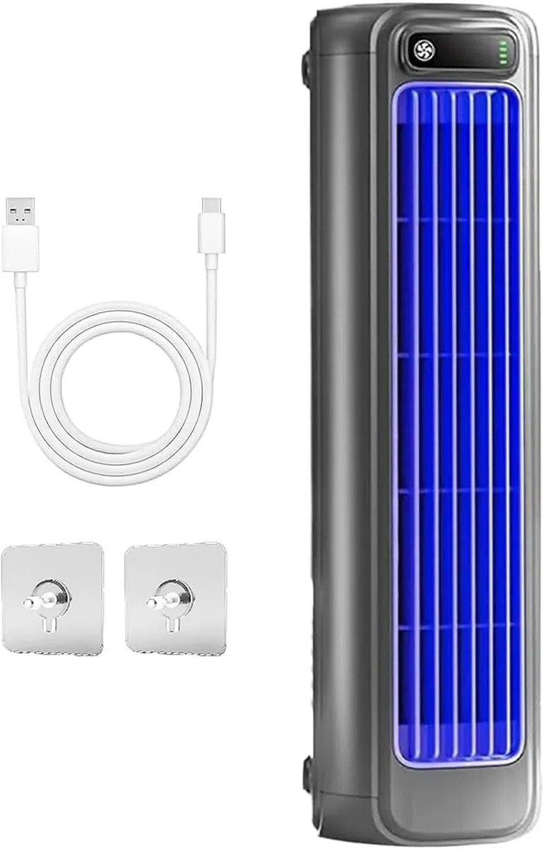 Acondicionador de aire portátil, ventilador de refrigeración recargable por USB con 3 velocidades, uso en pared o sobre mesa, unidad de enfriamiento silenciosa para dormitorio, hogar u oficina
