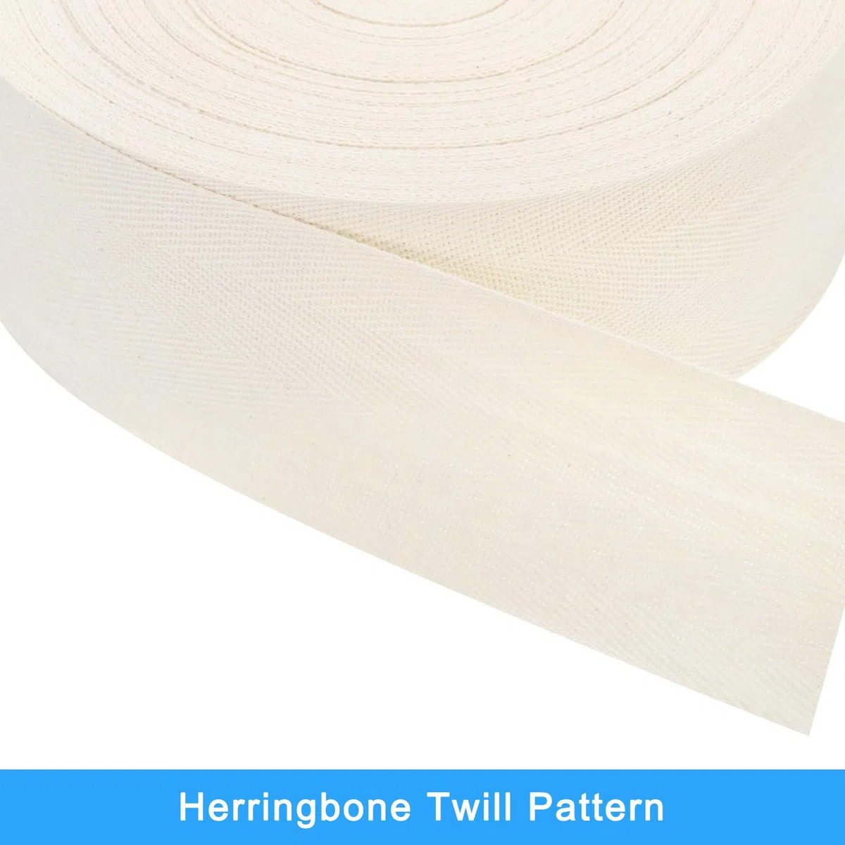 QUARKZMAN Cinta de Sarga 1 Unidad de 45 Yardas x 60mm - Cinta de Tela de Algodón Rollo de Cinta de Espiga para Ropa Accesorios Bolsos (Blanco Beige)