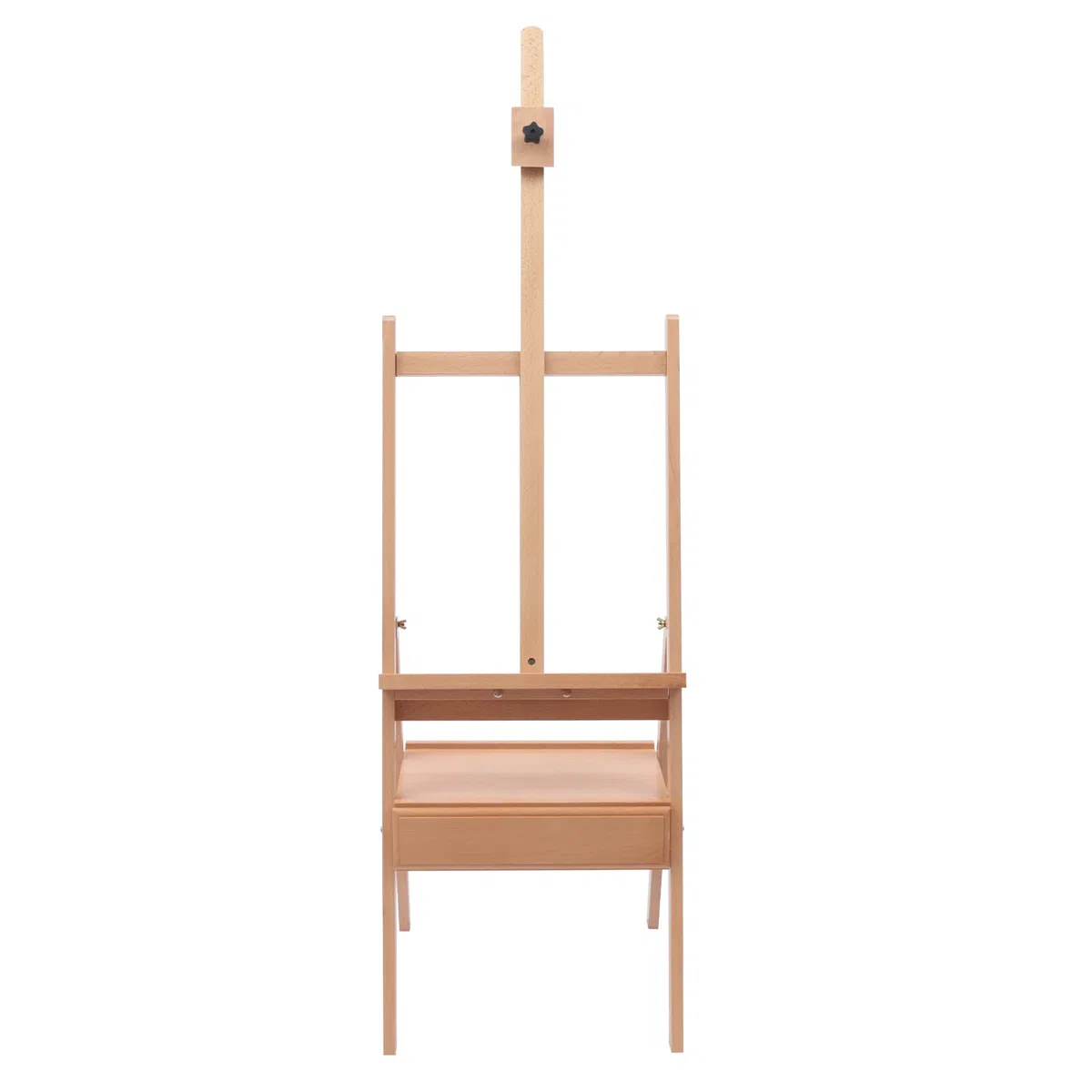Caballete plegable de madera grande, caballete francés con caja de pintura, caballete de estudio grande para lienzos de hasta 90 cm de altura, caballete con marco en H para artistas, niños