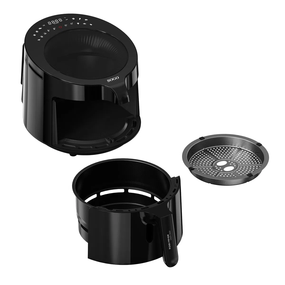 SOGO Freidora de Aire 5L sin Aceite - Cocina Saludable con 80% Menos Grasa - 12 Modos de Cocción para Recetas Versátiles - Air Fryer con Pantalla Táctil LED y Accesorios Aptos para Lavavajillas