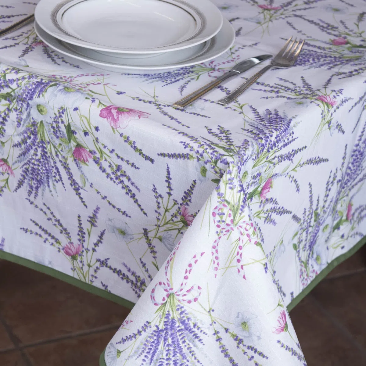 Mantel Antimanchas de algodón resinado Impermeable - Lavanda, rectangularx18 420