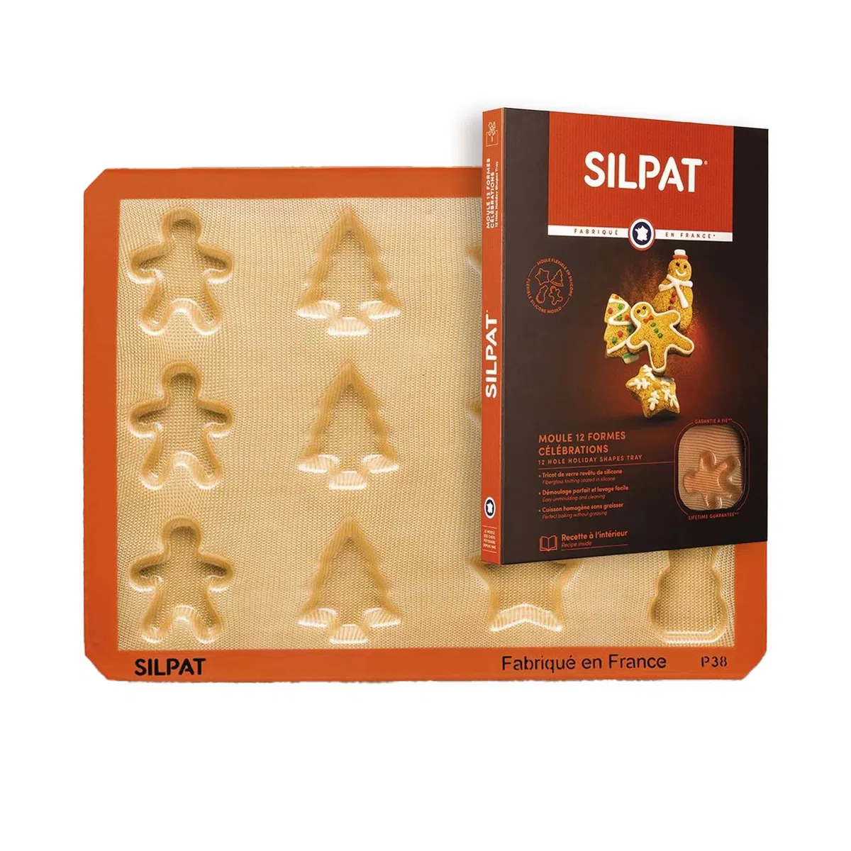 Silpat Molde para golosinas navideñas Hornear, Fibra de Vidrio de Silicona, Caramelo y Naranja