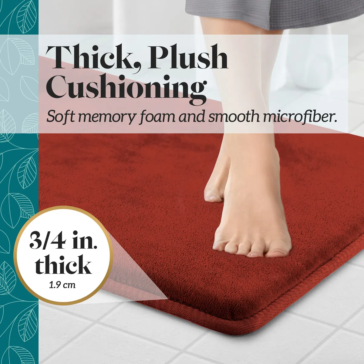 Alfombrilla de baño de espuma viscoelástica antideslizante y absorbente, superacogedora alfombra de baño (17 pulgadas x 24 pulgadas, esmalte de otoño)