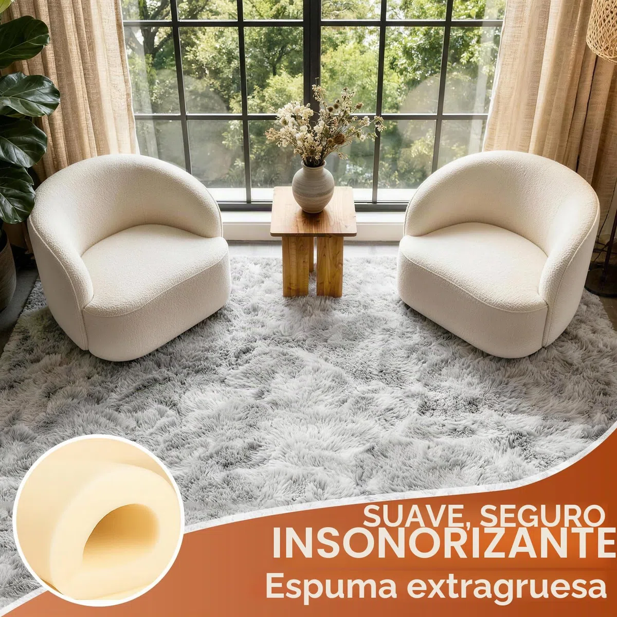 Alfombras Salón Grandes Pelo Largo Alfombra Habitación Dormitorio Lavables Alfombra Antideslizante Muy Suave para salón o Dormitorio, Alfombra esponjosa de Cama(Gris Claro,160 x 230 cm)