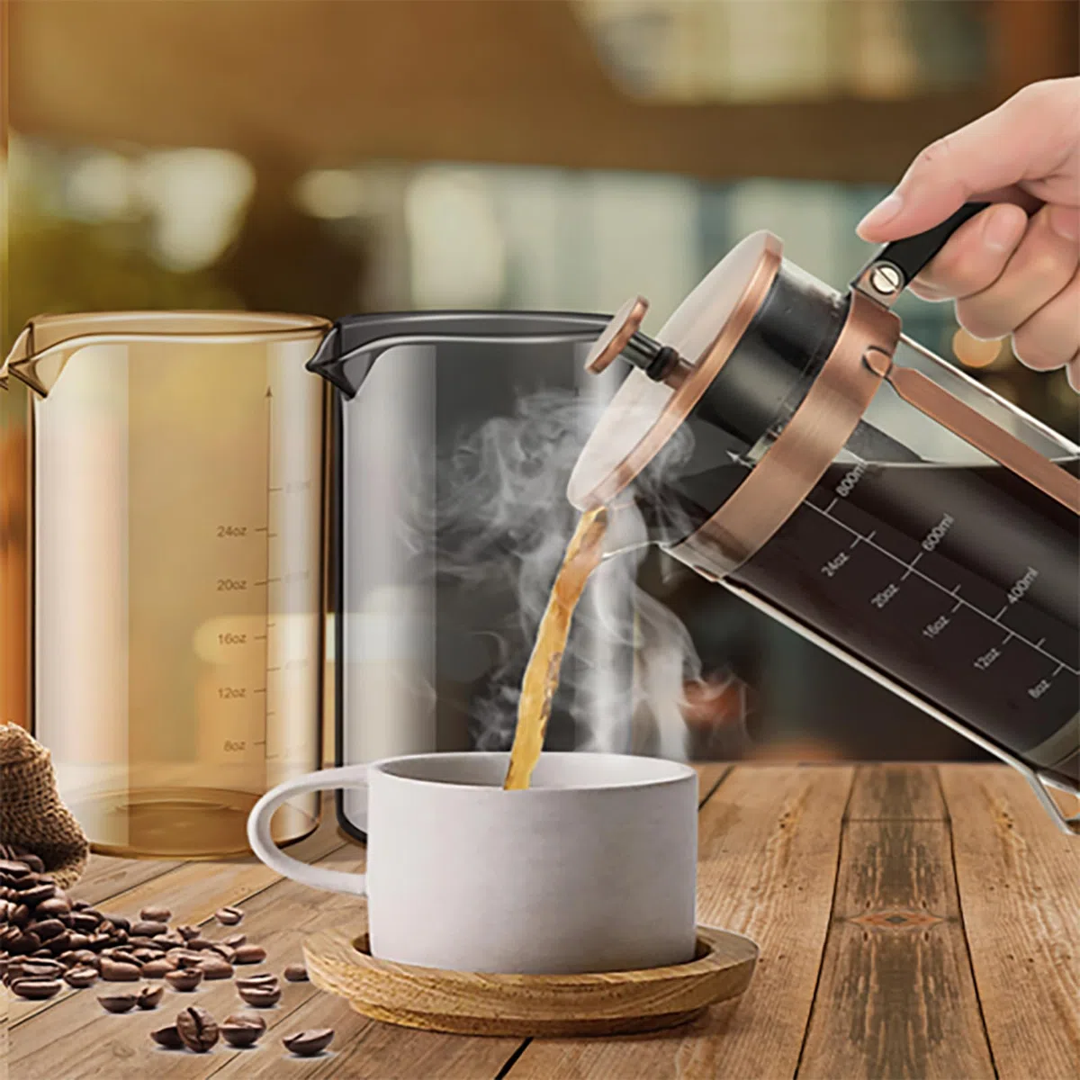 Vaso de vidrio de repuesto de prensa francesa de diseño universal estándar de 34 onzas, se adapta a la mayoría de las marcas de cafeteras de prensa francesa (1 cuarto / 1000 ml / 5-6 tazas) prensa de
