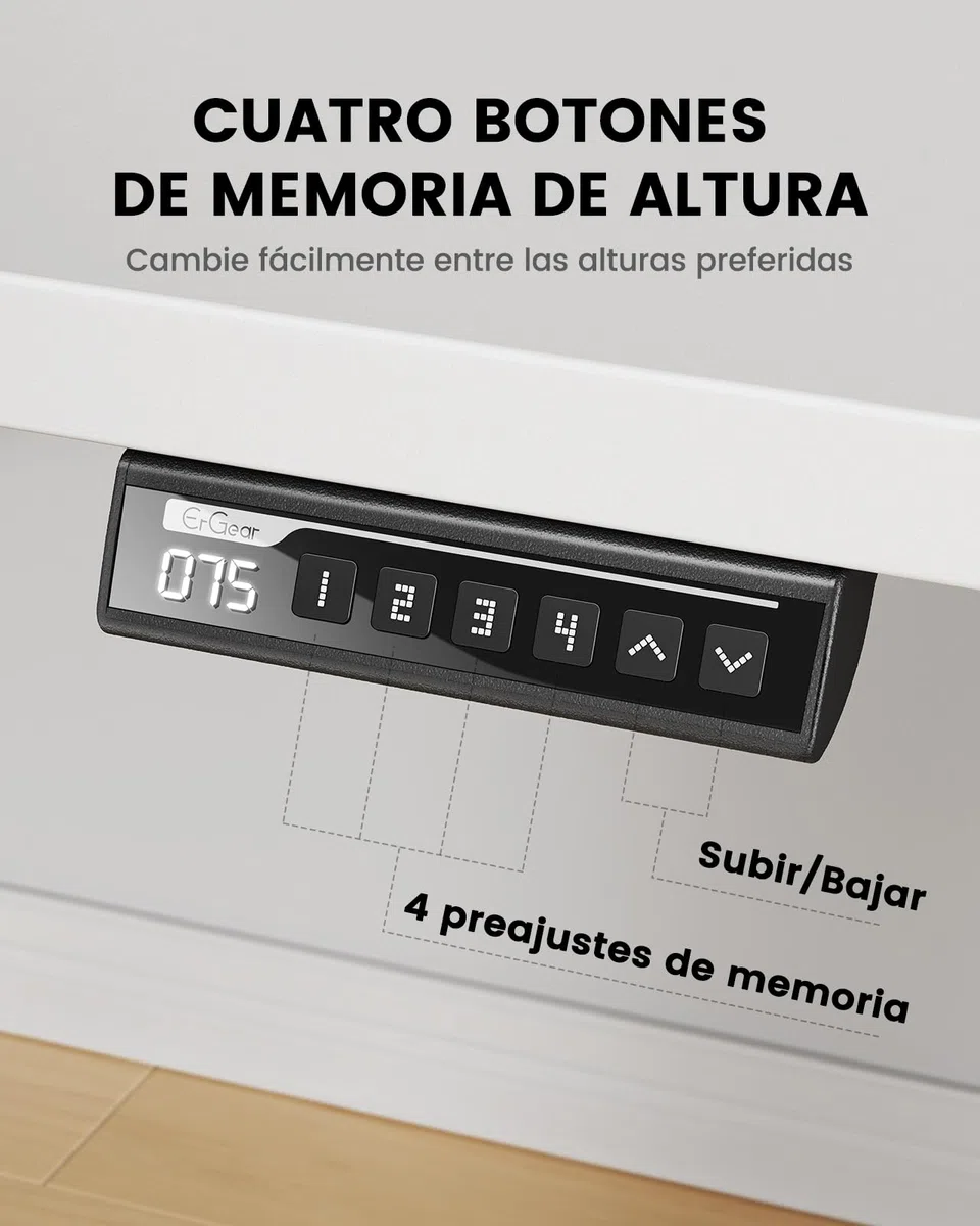 ErGear Escritorio Eléctrico en altura120x80cm,100KG de Capacidad de Carga Escritorio Ajustable con avanzado Motor sin escobillas,Robusto armazón metálico,Tablero de Cuatro Partes