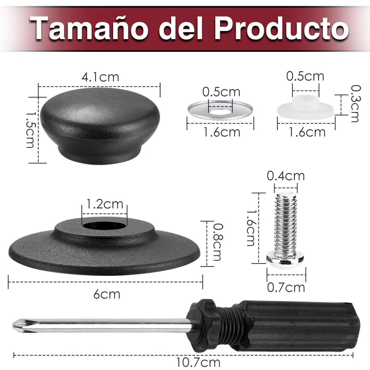 VEGCOO Perilla De La Tapa Pomo Universal para Tapa Asa De La Tapa Mango De La Tapa De La Olla Pomos para Menaje De Cocina Tapas para Ollas Negro