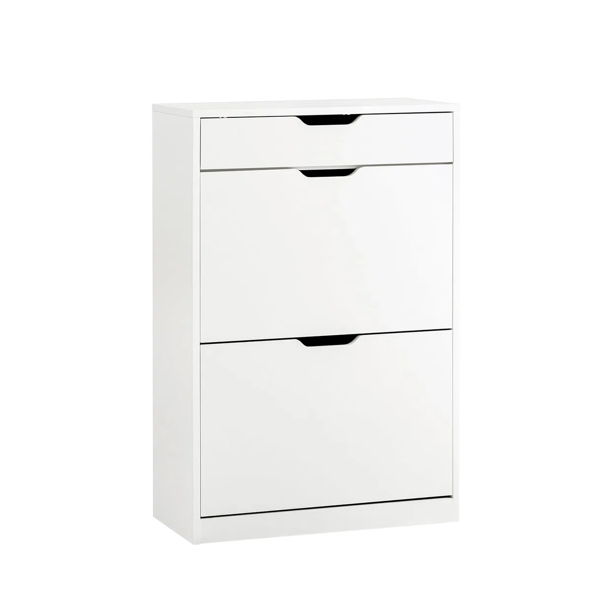SoBuy Zapatero Estrecho con cajón 60x30x90cm para recibidor | Mueble zapatero con cajón y puertas abatibles para 8 pares, estantes ajustables, blanco FSR180-W