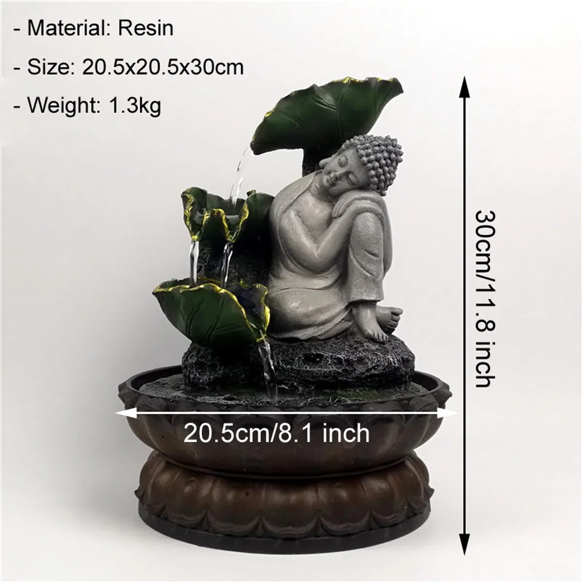 Fuentes de Mesa con Buda Sentado en Interiores: Pequeña Fuente de meditación Zen para Escritorio, Cascada de Agua para la Oficina en casa, Sala de Estar o Dormitorio,Gris,Buddha C