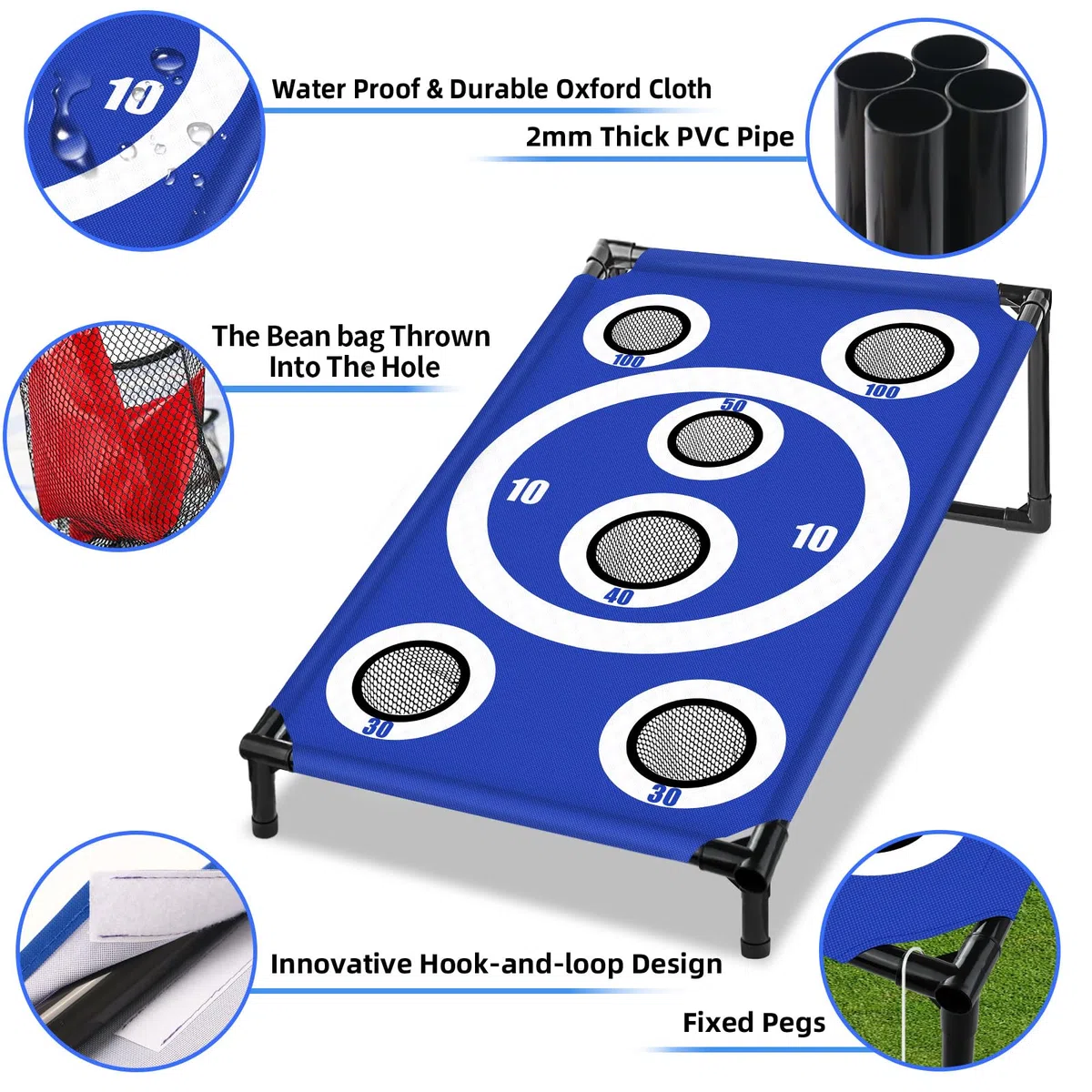 NZQXJXZ Juego de Cornhole para Familia y Adulto, 3x2 Ft Portátil Cornhole Juego de Lanzamiento con 8 Bolsas de Frijoles y Bolsa de Transporte, Ideal para al Aire Libre, Interior, Patio Trasero, Césped