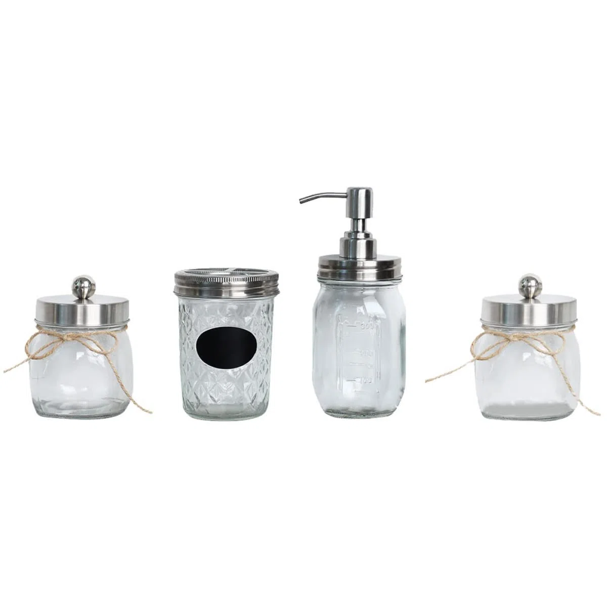 POPETPOP Set de Accesorios de Baño Soporte para Cepillo de Dientes y Botella de Loción de Vidrio Plata para Hotel y Hogar
