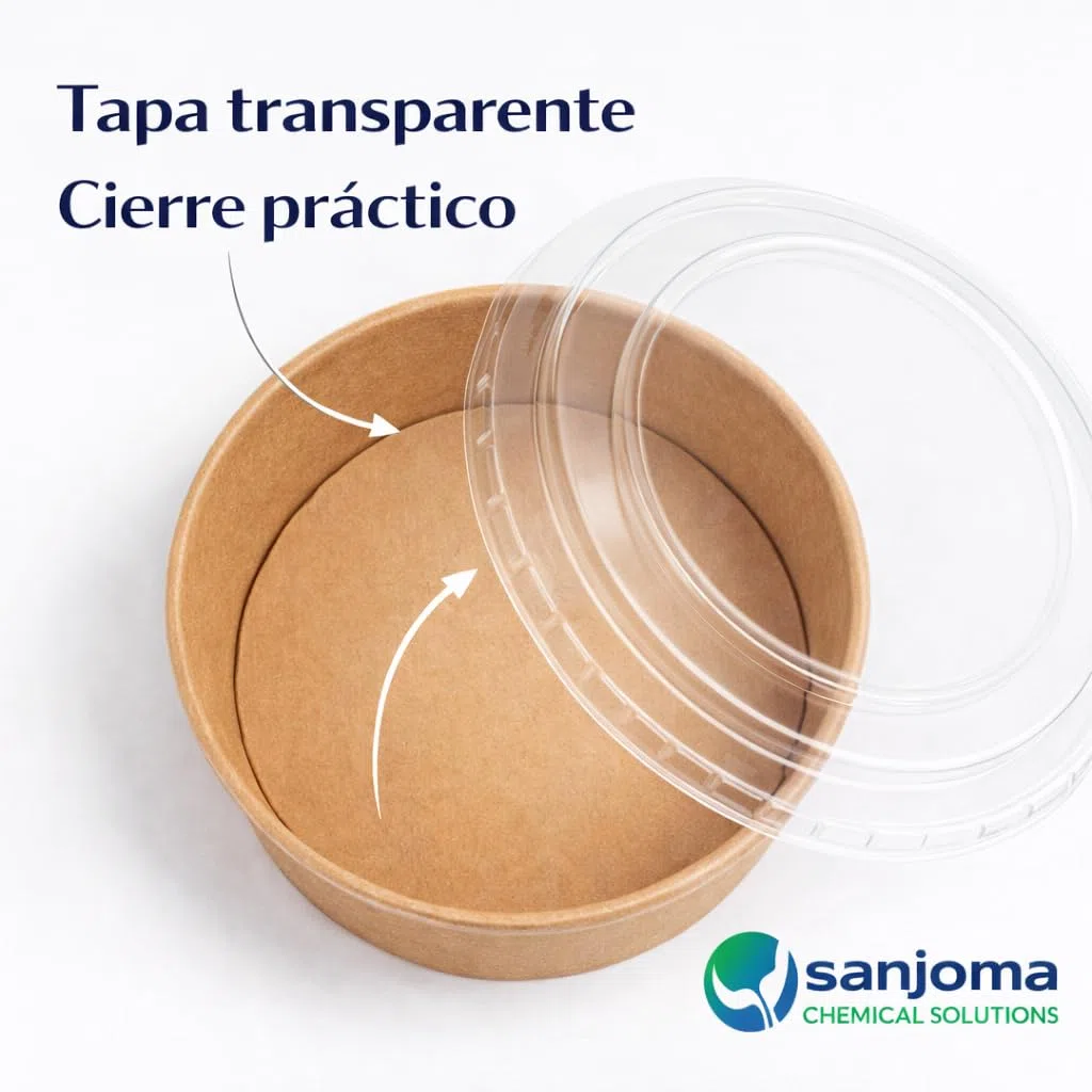 200 Ensaladeras Kraft 750 ml con Tapa PET Transparente, Envases Resistentes para Ensaladas, Pasta y Take Away, Aptas para Microondas
