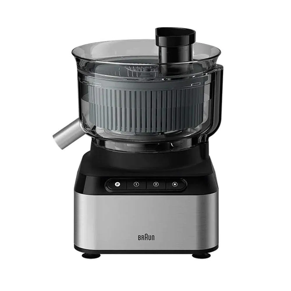 Braun PureEase FP3233SI - Robot de cocina compacto con batidora de vaso de 1,2 l y cuenco de 2,1 L, fácil de usar, 2 velocidades y función de pulso, compacto, sistema EasyClick, color plateado