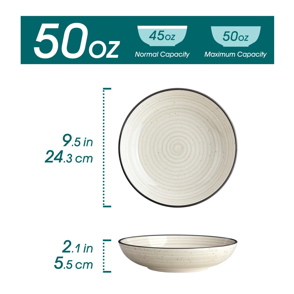 vancasso BONBON Juego de 6 Platos Hondos de Cerámica, 1500 ml Cuencos de Sopa, Platos Sopa, Cuencos Grandes para Pasta, Ramen, Ensalada, apto para Lavavajillas, Microondas y Horno, Vajilla Beige