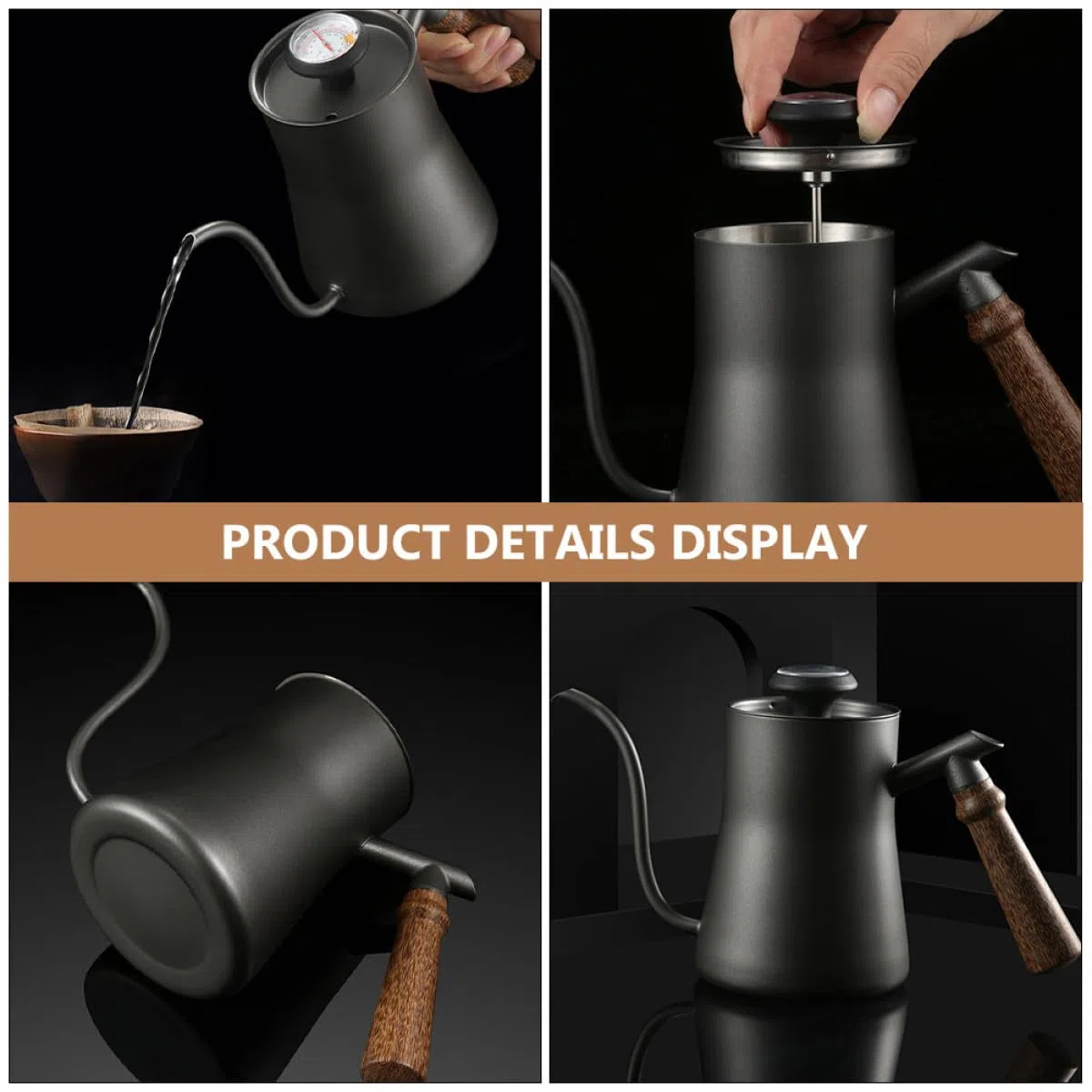 Milisten Tetera y Diseño Chic de 550 Ml Filtro de Goteo de Acero Inoxidable Mango Ergonómico para Infusiones de Té y Café en Casa