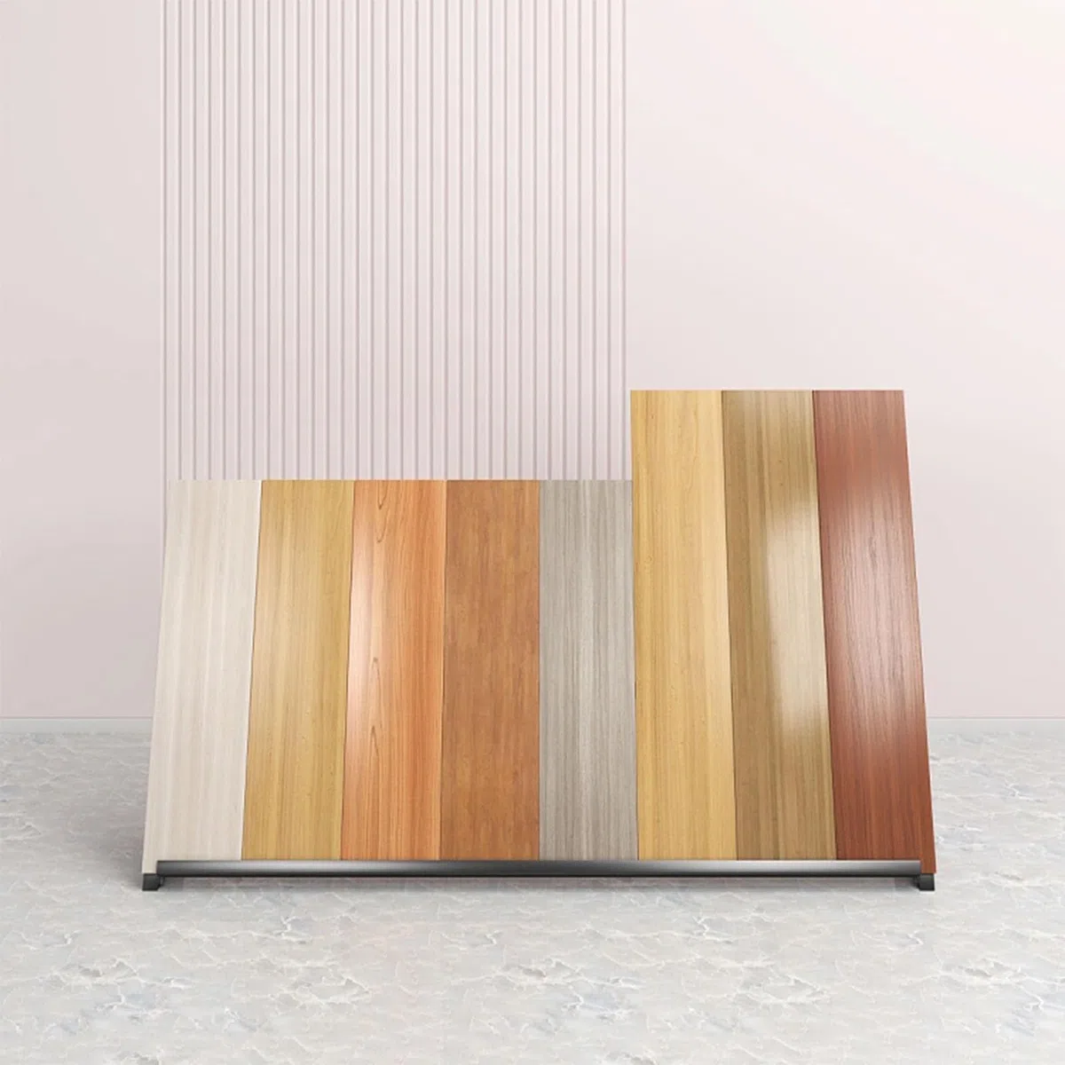Soporte de muestra para materiales de construcción, estante ranurado para suelos de madera, estante de exhibición de puerta de armario de cerámica y aluminio