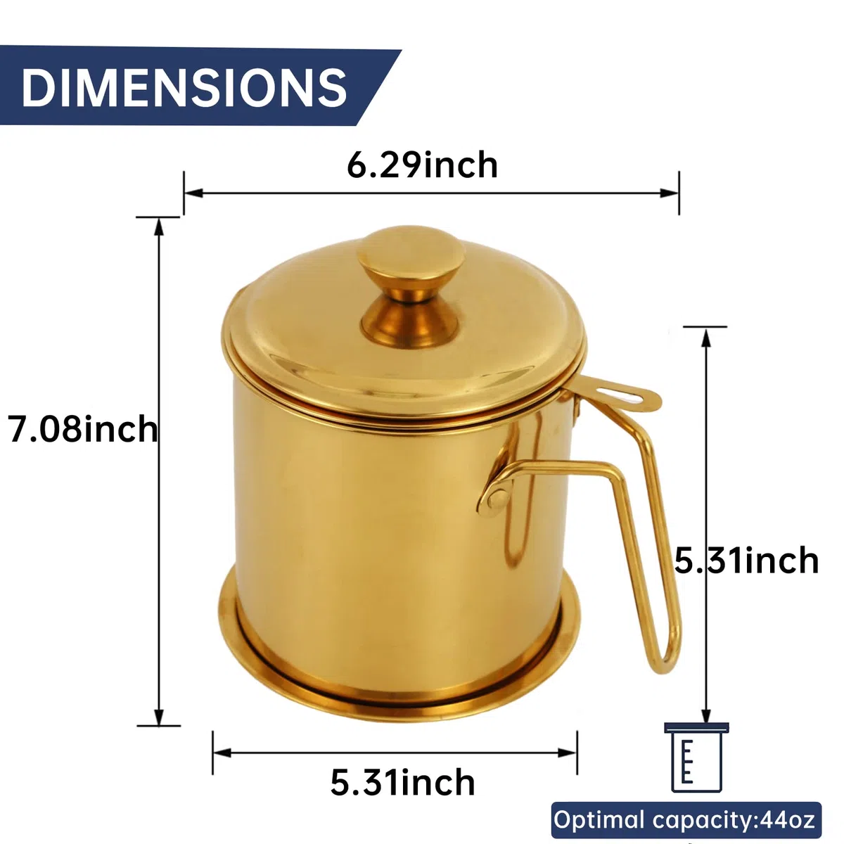 Contenedor de grasa de tocino con colador fino y tapa, recipiente de almacenamiento de aceite de 45 onzas, colador de aceite para freidora, olla de aceite de filtro, adecuado para almacenar