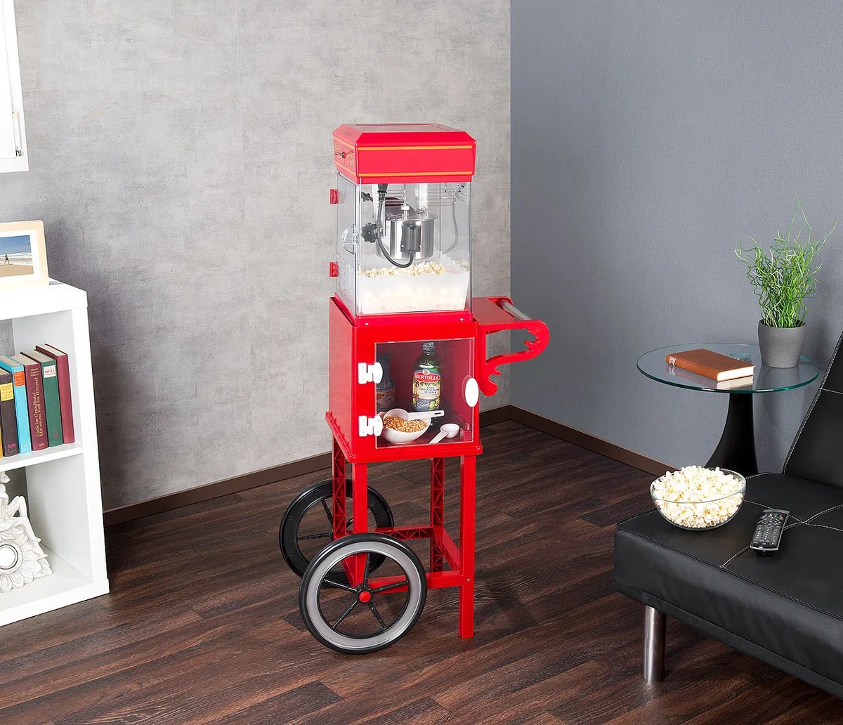 Carro de estilo retro para máquina de palomitas "Movie", rojo