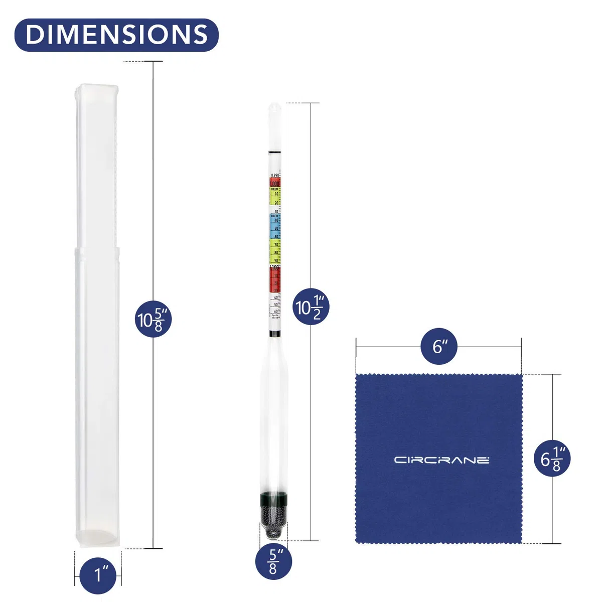 Circrane Kit de hidrómetro de triple escala, hidrómetro de alcohol para cerveza, vino, hidromiel y kombucha, ABV, Brix y kit de prueba de gravedad, suministros de elaboración casera