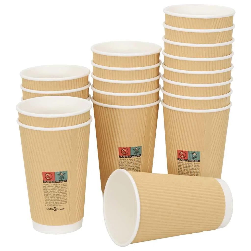 Vasos de papel de papel con tapas, 1000 unidades, 400 ml, marrón, plástico, blanco, compatibles, gastronomía, catering, fiestas, eventos, bebidas calientes, bebidas frías, batidos, agua, para