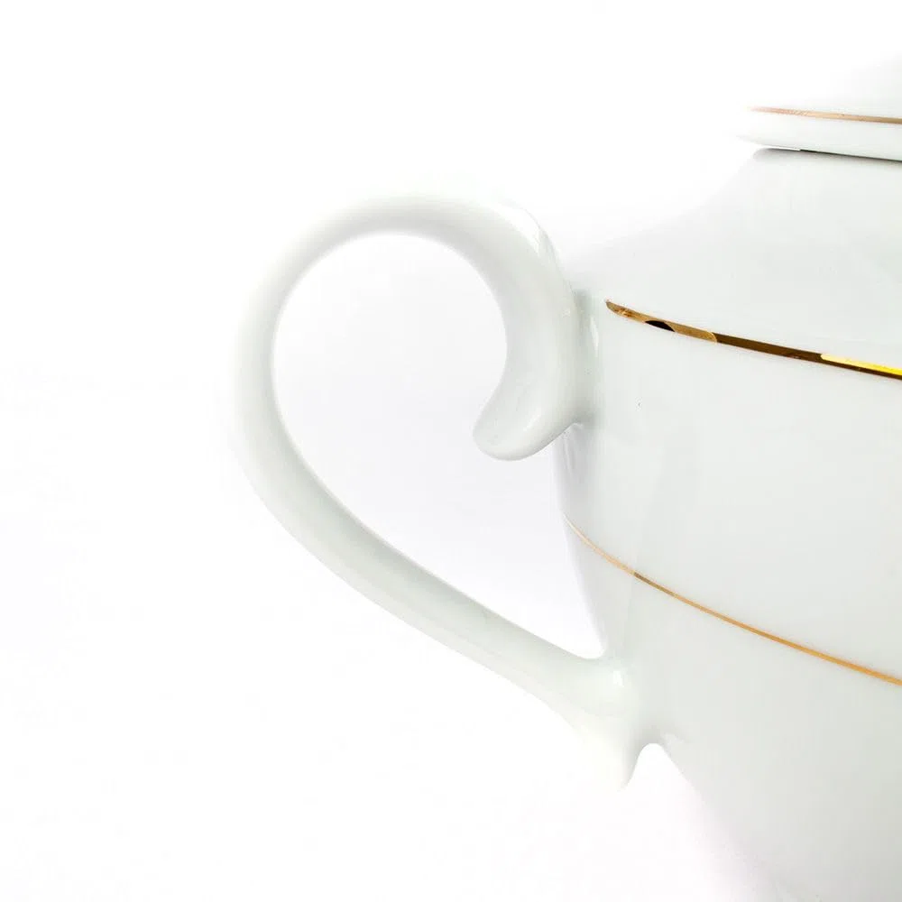 Sopera de porcelana blanca (2,5 l) Bremen, 1 tapa de porcelana, filo de oro, edición limitada