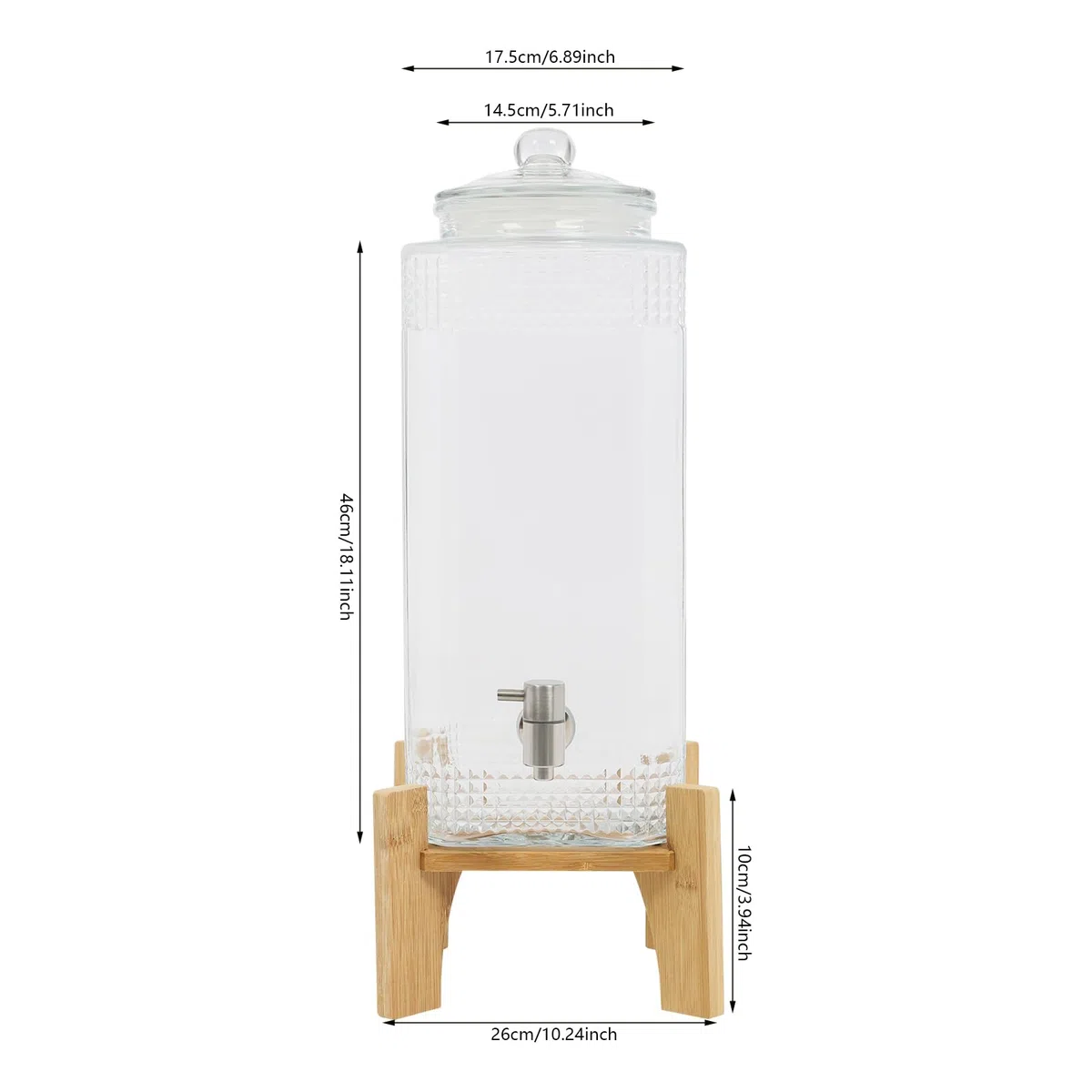 Dispensador de Bebida con Grifo de Vidrio para Buffet | Vidrio robusto servicio fácil con grifo dispensador de bebidas para fiestas buffet cocina, base estable y llenado simple