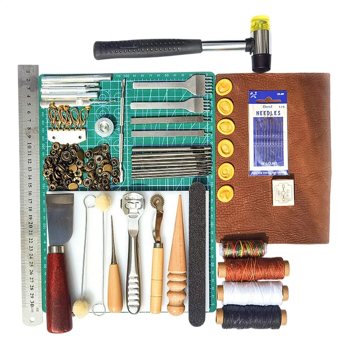 Herramientas Para Marroquinería - Kit Completo De Herramientas Manuales | Juego Versátil Para Coser, Grabar Y Decorar Cuero, Perfecto Para Artesanos Y Proyectos De Bricolaje.