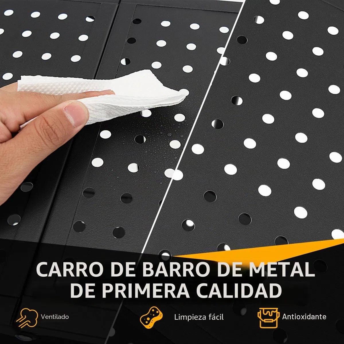 GOPLUS - Carro plegable con ruedas de 3 niveles, con asa práctica, ahorro de espacio para garaje, cocina, hogar, oficina y almacén