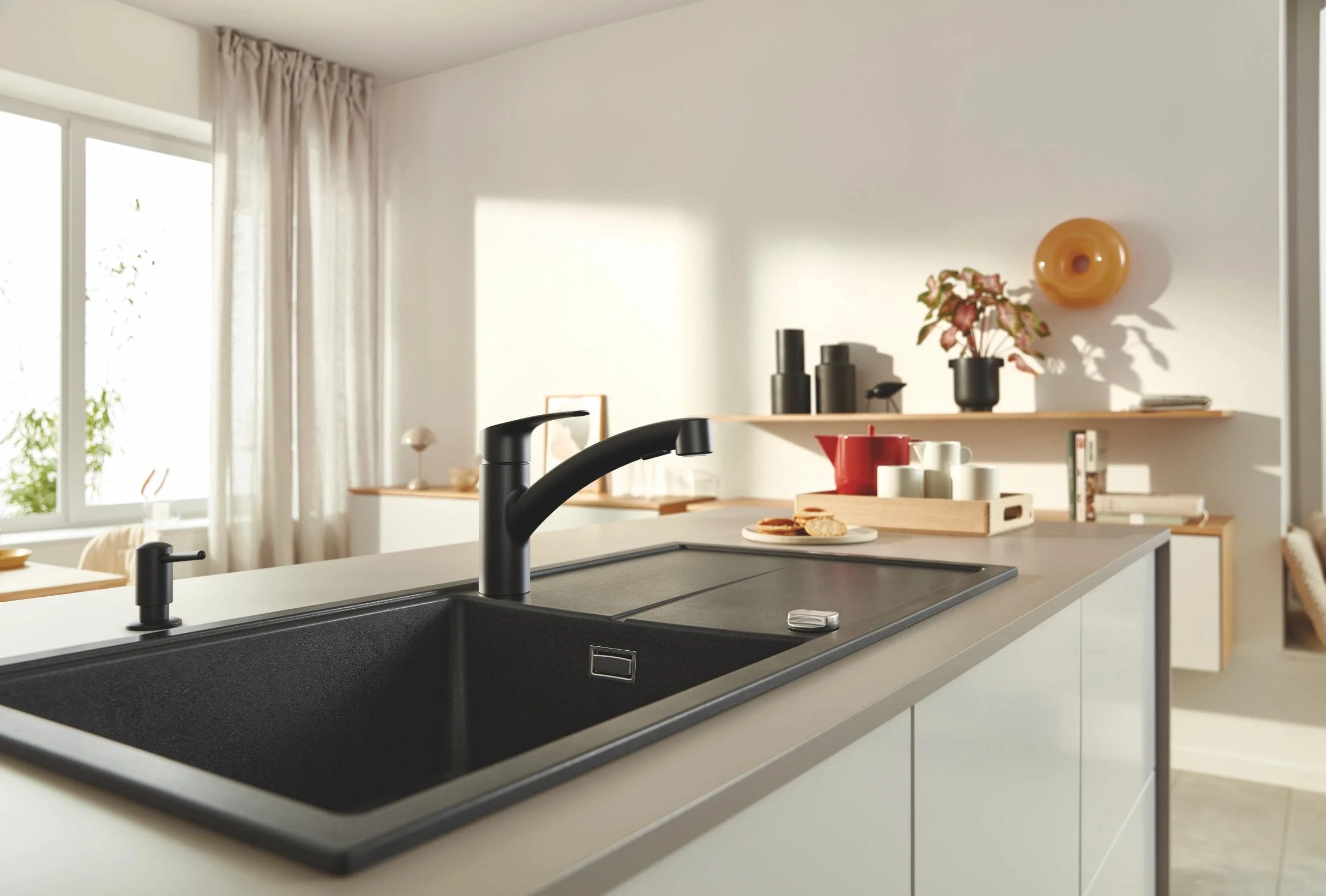 GROHE Contemporary Quickfix-Dispensador de jabón, Negro Mate 1021652430