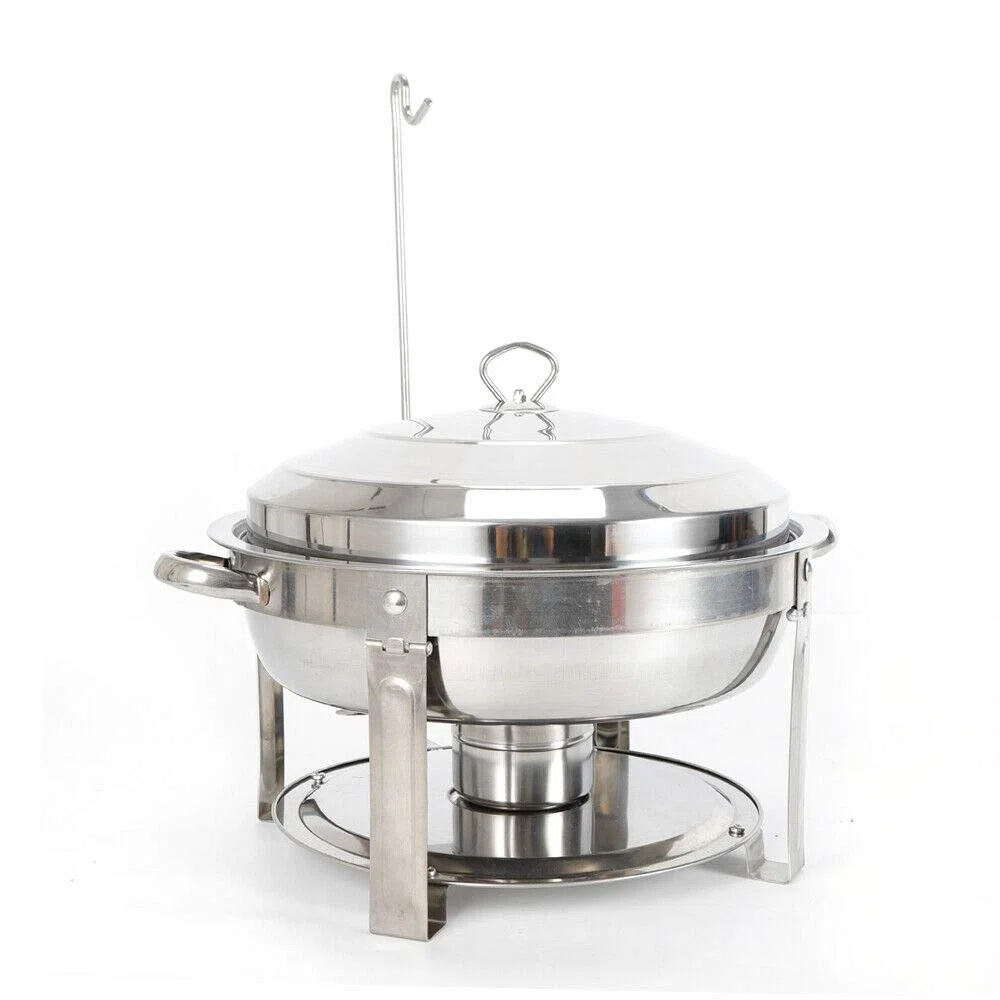 7,5 litros de calientaplatos, buffet chafing dish, redondo, acero inoxidable, con pasta de combustión de 360 mm, adecuado para bufés, celebraciones familiares, banquetes, bodas