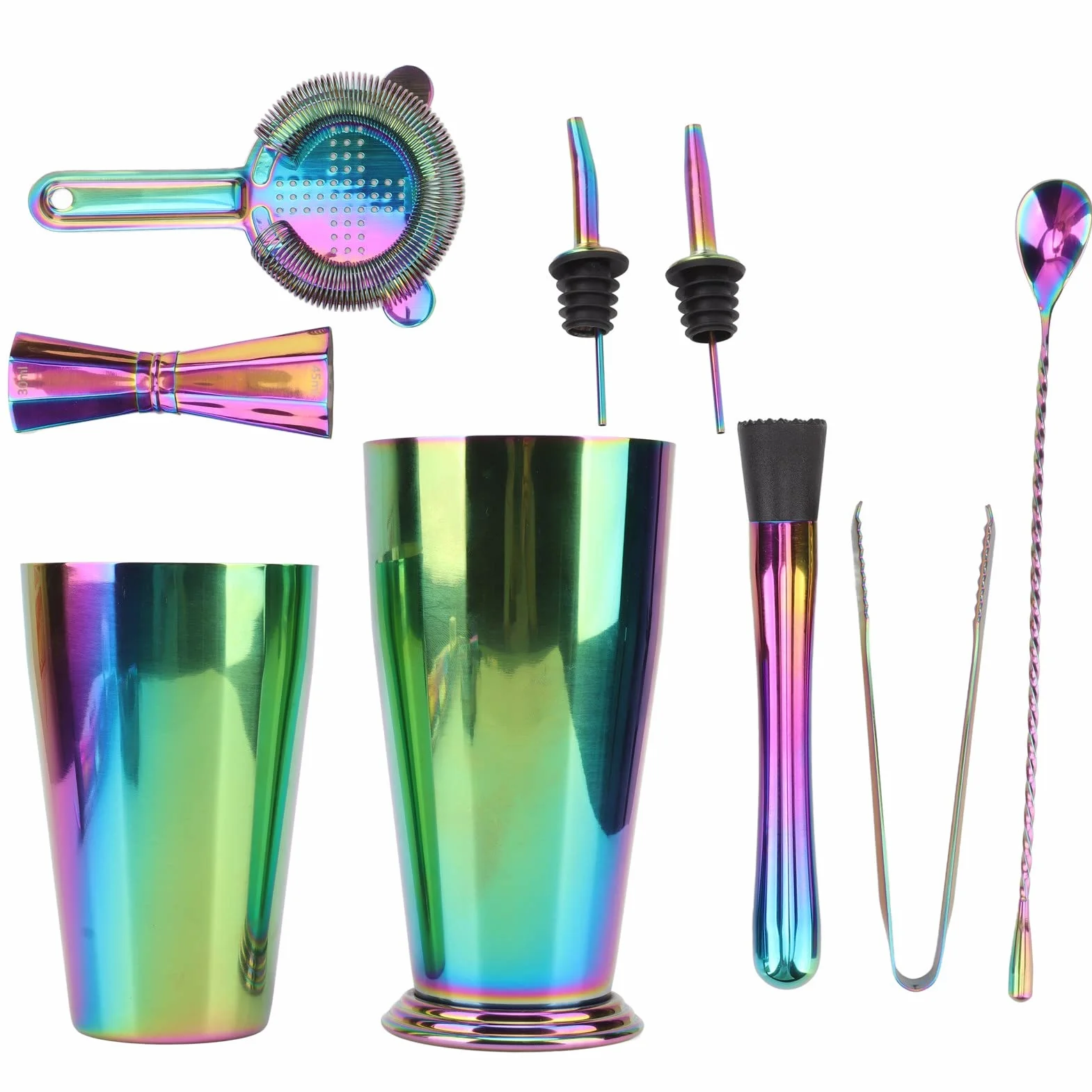 Juego de Coctelera y Jigger Duraderos de Acero Inoxidable 304 para Coctelería Profesional
