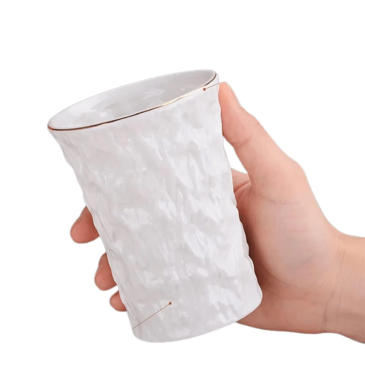 Juego de Accesorios de baño Dispensador de jabón, Porta cepillos Dientes, Plato for 2 Tazas, Blanco con Detalles Dorados Decoración estética para el hogar